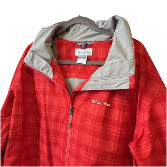 Columbia Interchange Women’s 3X Omni Tech Waterproof Breathable Red Plaid Jacket - Picture 2 of 13